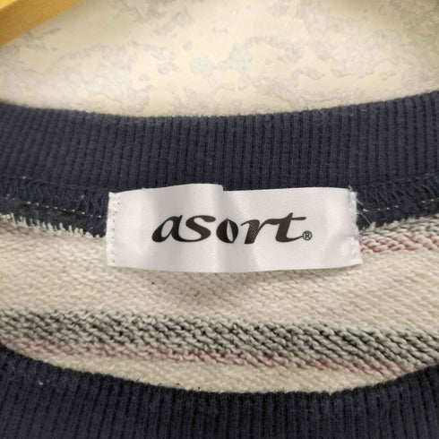asort フロントプリントL/Sボーダースウェット メンズ