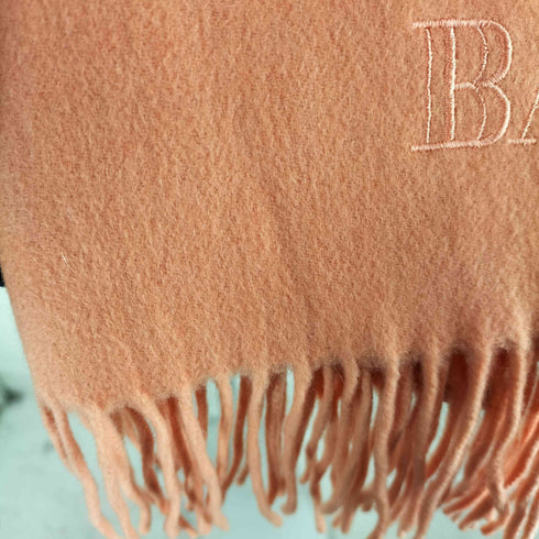 バルマンパリ BALMAIN PARIS ロゴ刺繍 フリンジ 大判マフラー レディース