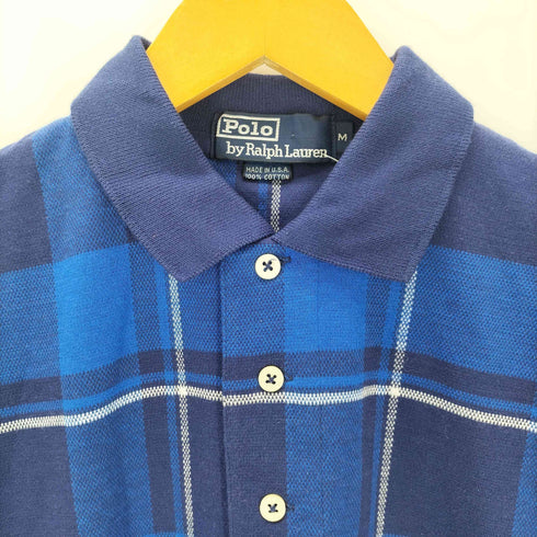 ポロバイラルフローレン Polo by RALPH LAUREN USA製 ポニー刺繍 チェック柄ポロシャツ メンズ M
