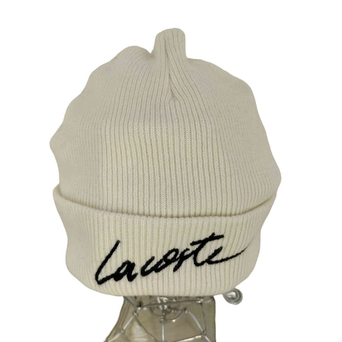 ラコステライブ Lacoste Live 筆記体ロゴ刺繍 リブ ビーニー ニットキャップ メンズ ONE SIZE