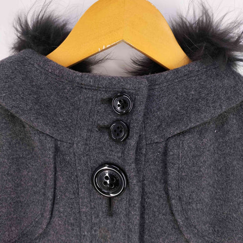バーバリーブルーレーベル BURBERRY BLUE LABEL 裏地ノバチェック ラクーンファー フーデットコート レディース 38