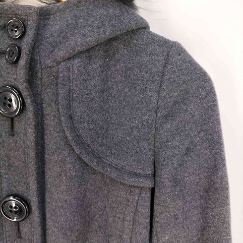 バーバリーブルーレーベル BURBERRY BLUE LABEL 裏地ノバチェック ラクーンファー フーデットコート レディース 38