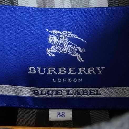 バーバリーブルーレーベル BURBERRY BLUE LABEL 裏地ノバチェック ラクーンファー フーデットコート レディース 38