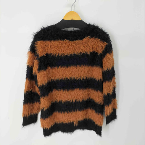 フェザー ファー ヤーン ニット ワイド ボーダー メンズ