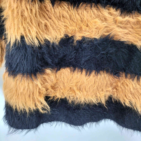 フェザー ファー ヤーン ニット ワイド ボーダー メンズ