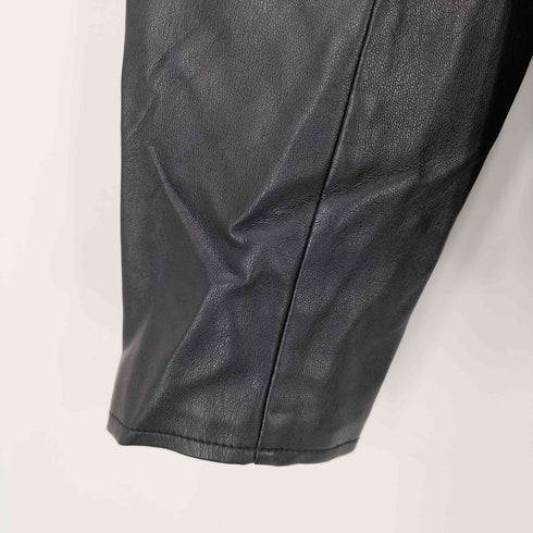 ザラ ZARA ノーカラー フェイクレザージャケット メンズ import:M