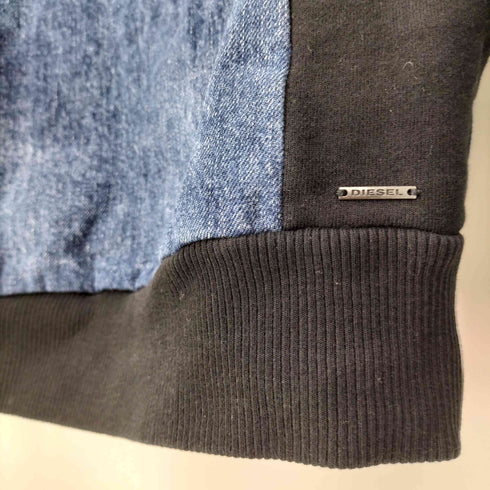 ディーゼル DIESEL スターパッチ スウェットシャツ デニム切替 裏起毛 ビッグスター スウェット メンズ import:M