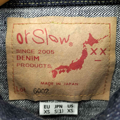 オアスロウ orSlow TYPE2 1950'S DENIM JACKET ONE WASH 01-6002 メンズ JPN:XS