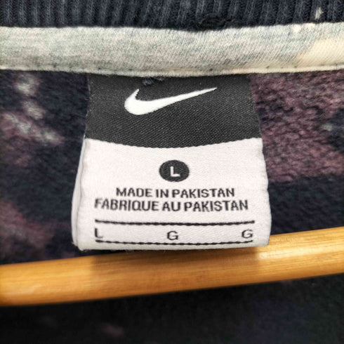 ナイキ NIKE ブリーチ加工ワンポイントスウッシュクルーネックトレーナー メンズ L