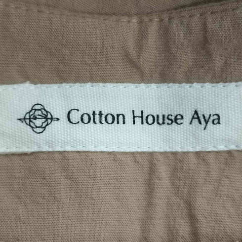 コットンハウスアヤ Cotton House Aya Vネック ノースリーブ シャツワンピース レディース JPN:M