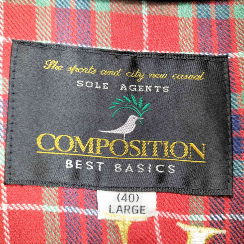 COMPOSITION 両面袖刺繍裏地チェックスウィングトップ メンズ L