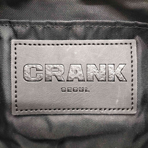 CRANK 総柄ロゴ フェイクレザー ダブルポケット デニムタッチ ハンドバッグ レディース