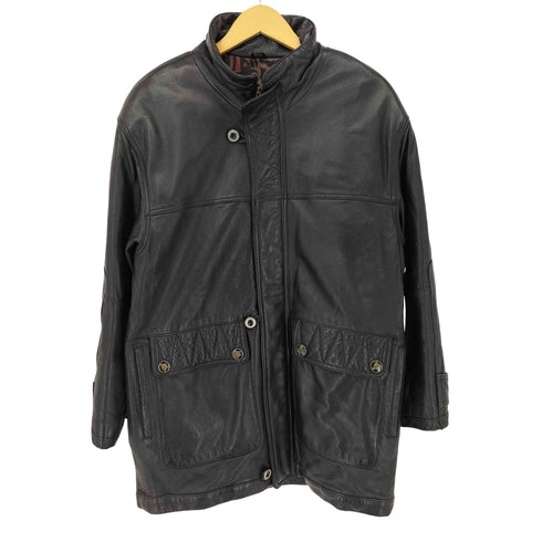 VIA NUOVA PELLE ラムレザー ジップアップハーフコート 裏地フリース メンズ 48