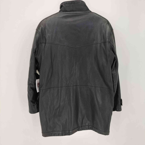 VIA NUOVA PELLE ラムレザー ジップアップハーフコート 裏地フリース メンズ 48