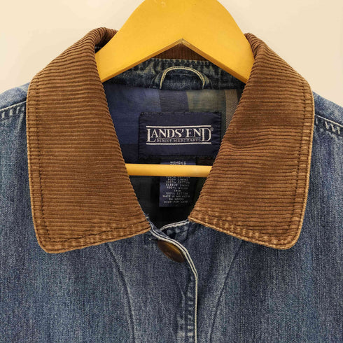 ランズエンド LANDS END 90s 裏地チェック 襟コーデュロイ デニム コート メンズ womens L