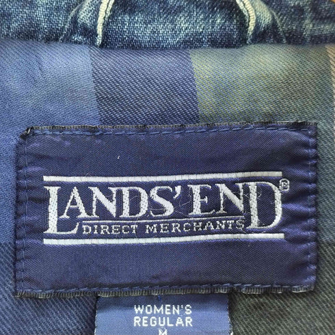 ランズエンド LANDS END 90s 裏地チェック 襟コーデュロイ デニム コート メンズ womens L