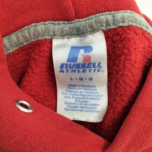 ラッセルアスレチック RUSSELL ATHLETIC 00S カレッジチームプリントプルオーバーパーカー メンズ import:L
