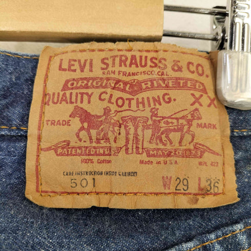 リーバイス Levis 66後期 501 ボタンフライデニム ボタン裏524 スモールe 赤耳 黒カン メンズ 29x36