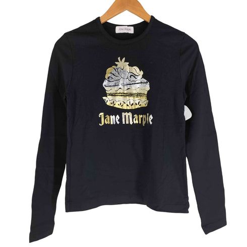 Jane Marple メタリックプリント ロングTシャツ ショートケーキ ラインストーン レディース JPN:M