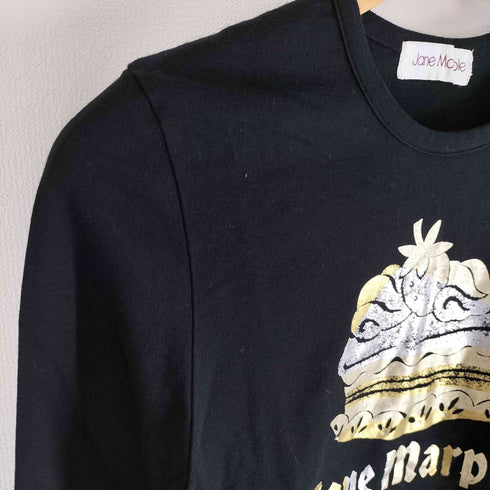 Jane Marple メタリックプリント ロングTシャツ ショートケーキ ラインストーン レディース JPN:M