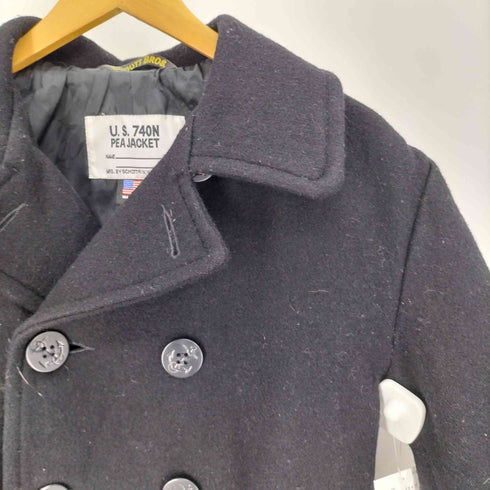 アベイシングエイプ A BATHING APE USA製 裏地 カモ柄 U.S.740N PEA JACKET ウール ナイロン Pコート メンズ JPN:L