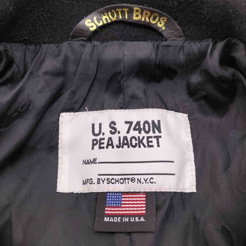 アベイシングエイプ A BATHING APE USA製 裏地 カモ柄 U.S.740N PEA JACKET ウール ナイロン Pコート メンズ JPN:L