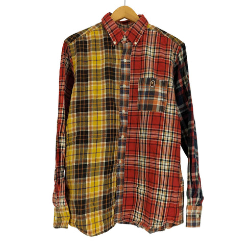 アベイシングエイプ A BATHING APE エイプヘッド クレイジーパターン チェック B.D フランネル シャツ メンズ JPN:L