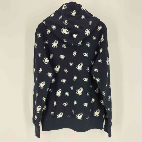 アベイシングエイプ A BATHING APE COLLEGE FULL ZIP HOODIE カレッジ エイプヘッド 総柄 モノグラム フルジップ パーカー 蓄光 Grow In The Dark メンズ JPN:L
