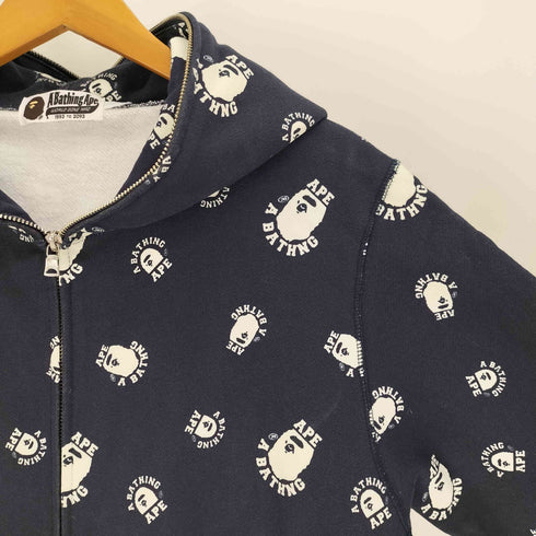 アベイシングエイプ A BATHING APE COLLEGE FULL ZIP HOODIE カレッジ エイプヘッド 総柄 モノグラム フルジップ パーカー 蓄光 Grow In The Dark メンズ JPN:L