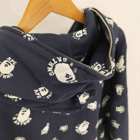 アベイシングエイプ A BATHING APE COLLEGE FULL ZIP HOODIE カレッジ エイプヘッド 総柄 モノグラム フルジップ パーカー 蓄光 Grow In The Dark メンズ JPN:L