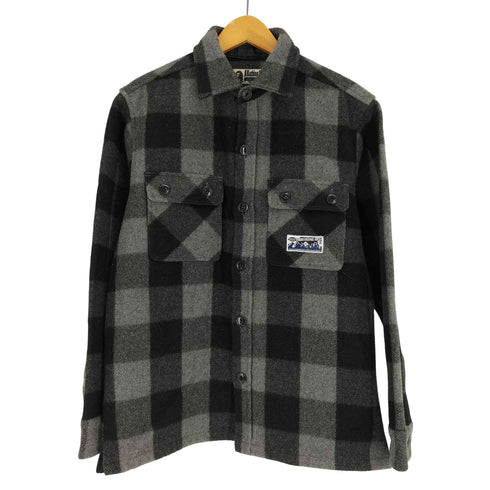 アベイシングエイプ A BATHING APE FLANNEL MOUNTAIN SPORTS バッファローチェック フランネル マウンテン ウール シャツ ジャケット ネコ目ボタン メンズ JPN:L