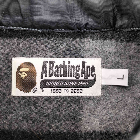 アベイシングエイプ A BATHING APE FLANNEL MOUNTAIN SPORTS バッファローチェック フランネル マウンテン ウール シャツ ジャケット ネコ目ボタン メンズ JPN:L