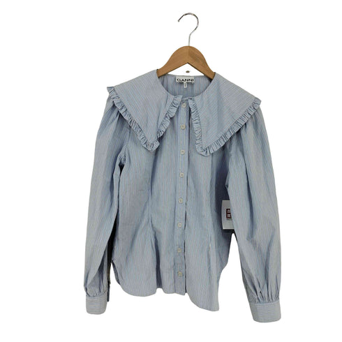 ガニー Ganni Stripe Cotton Peter PanCollar Blouse ストライプブラウス レディース EUR:38