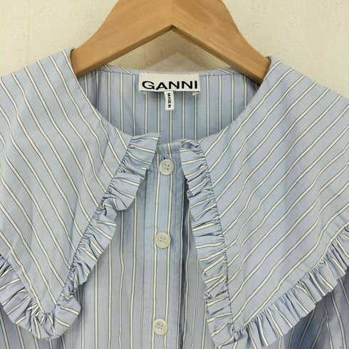 ガニー Ganni Stripe Cotton Peter PanCollar Blouse ストライプブラウス レディース EUR:38