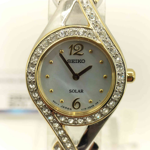 セイコー SEIKO ANALOG DRESS WATCH V115-0AP0 スワロフスキーダイヤ ソーラー 腕時計 レディース