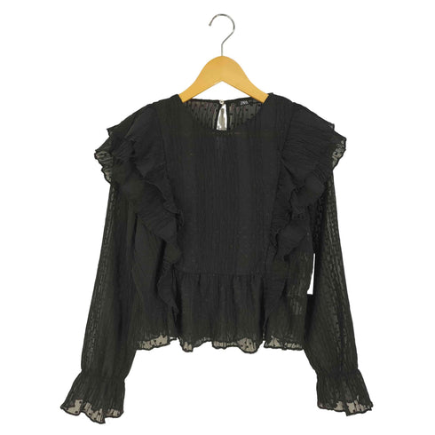 ザラ ZARA ドット柄 フリルブラウス レディース import:L