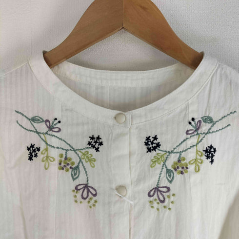 ホコモモラ Jocomomola 24ss ドビー フラワー刺繍チュニックブラウス レディース 40