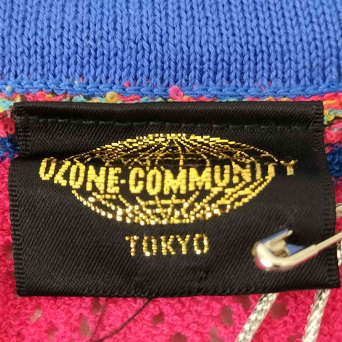 オゾンコミュニティー OZONE COMMYUNITY 90-00s Y2K パイル地 ボーダーマルチカラー ラップ変形カーディガン レディース