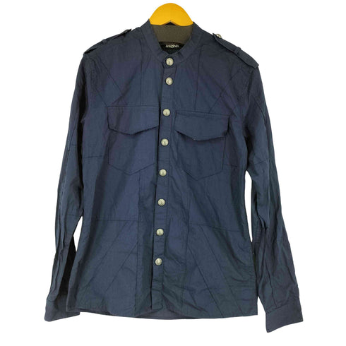 バルマン BALMAIN スナップボタン ノーカラーシャツ メンズ 39