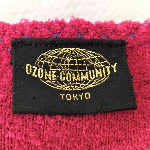 オゾンコミュニティー OZONE COMMYUNITY 90-00s パイル地 刺繍 チャイナカーディガン レディース