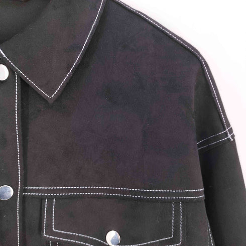ザラ ZARA ステッチデザイン フェイクスエード トラックジャケット レディース import:XS