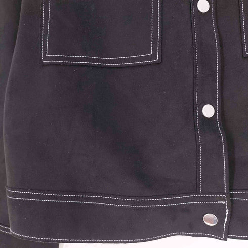 ザラ ZARA ステッチデザイン フェイクスエード トラックジャケット レディース import:XS