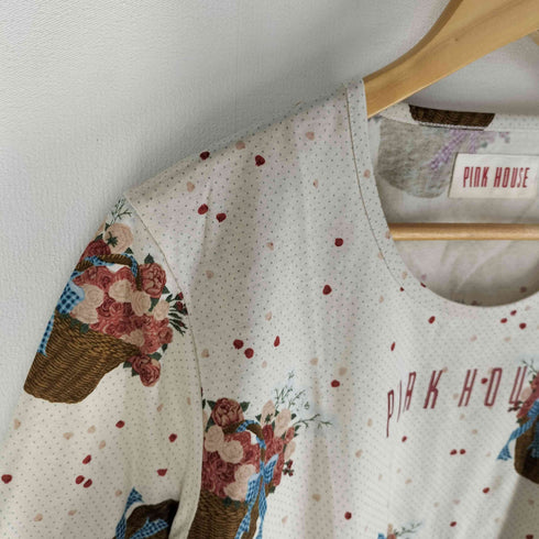 ピンクハウス PINK HOUSE ロゴプリント 花柄 長袖Tシャツ レディース JPN:L