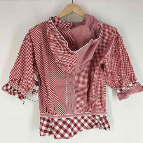 ピンクハウス PINK HOUSE ランダムパターンギンガムチェックフリルブラウス フーディ― リボン レディース