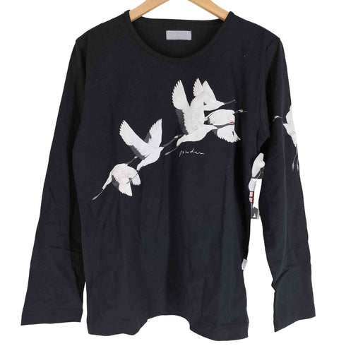 パウダー powder 鶴プリント ロングスリーブTシャツ レディース