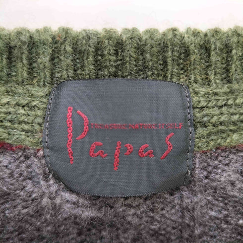 パパス papas マルチカラ―ケーブルニットセーター メンズ 46 S