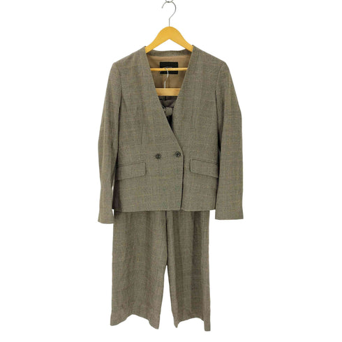 ユナイテッドアローズグリーンレーベルリラクシング UNITED ARROWS green label relaxing サキソニーDノーラペルジャケット ワイドパンツ セットアップ レディース 42