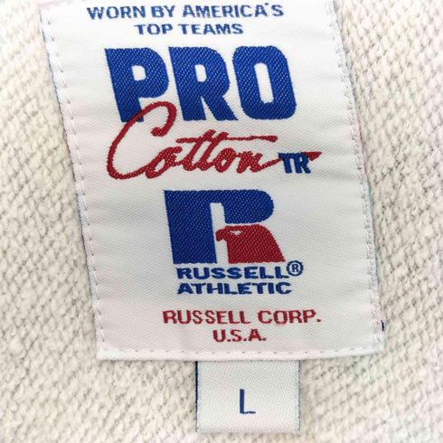 ラッセルアスレチック RUSSELL ATHLETIC ロゴ刺繍 ダメージ加工 Vガゼット スウェット ボロ メンズ import:L