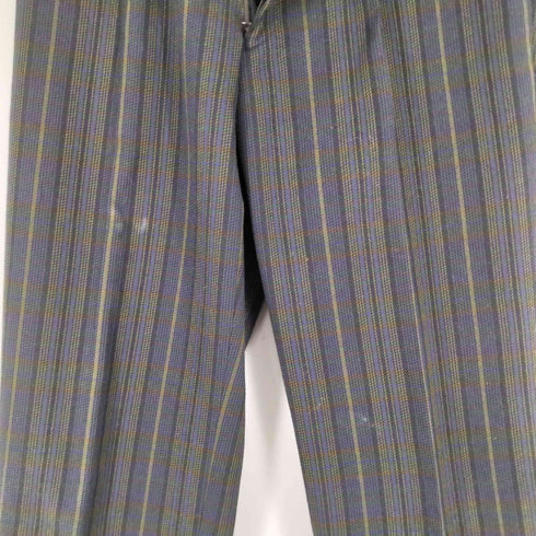 レーヨン混 チェックウールスラックス メンズ