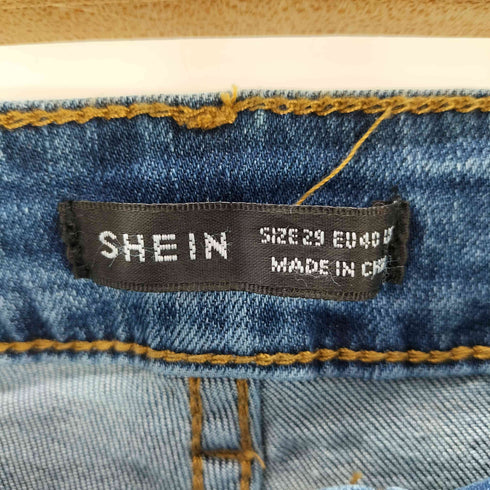 シーイン SHEIN フリンジ ベルボトムダメージデニムパンツ レディース